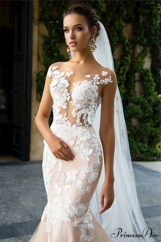 Promised Love Lace Trendy Mermaid Wedding Dress
