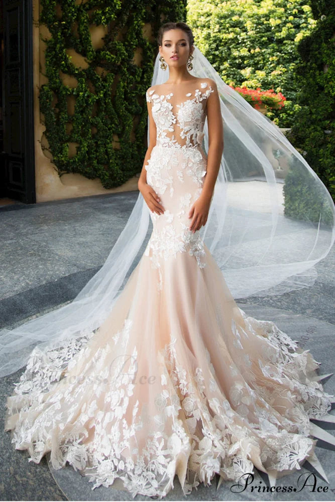 Promised Love Lace Trendy Mermaid Wedding Dress