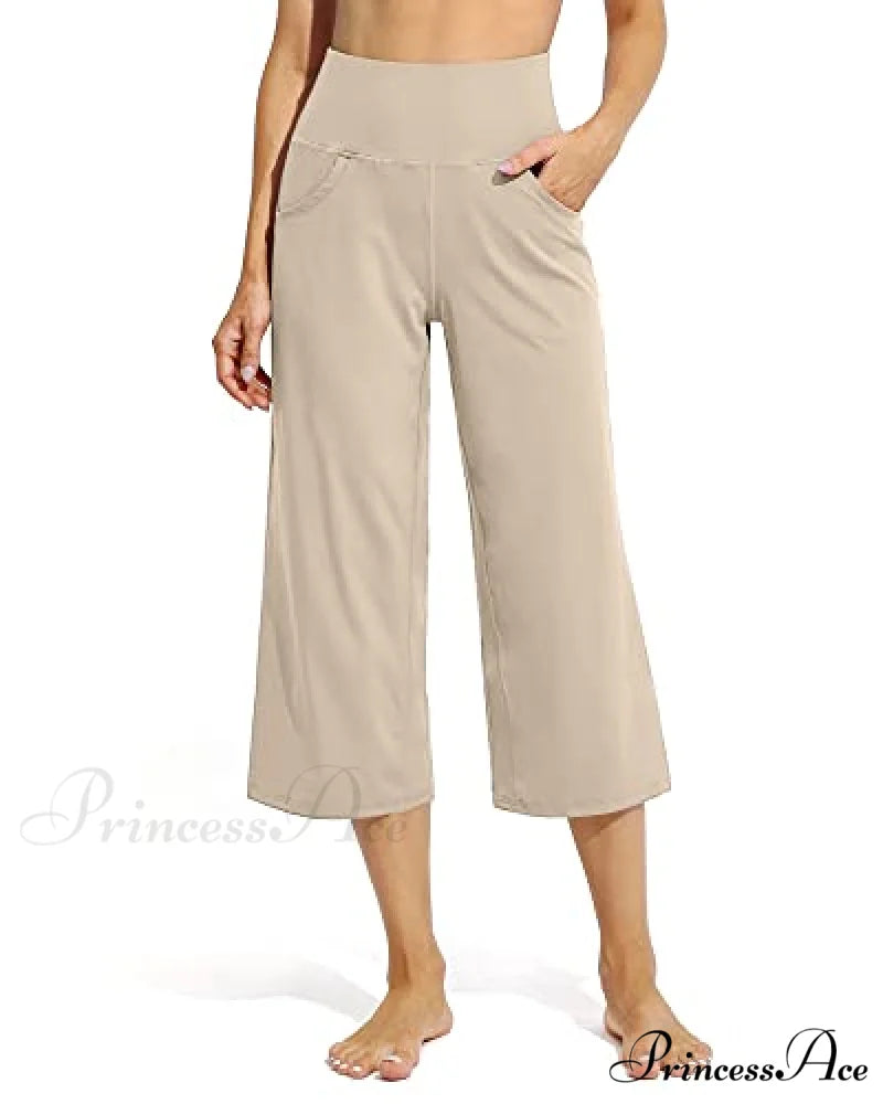 Promover Women’s Capri Pants Wide Leg Yoga Crop Pants