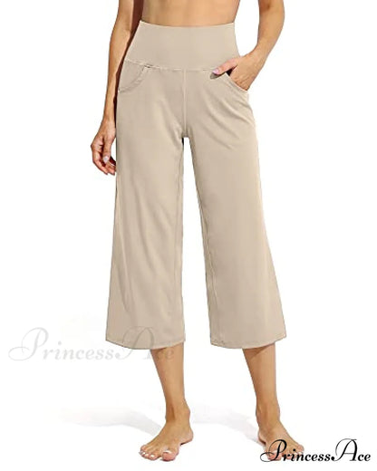 Promover Women’s Capri Pants Wide Leg Yoga Crop Pants