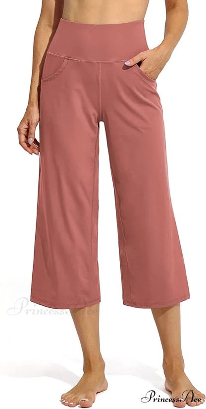 Promover Women’s Capri Pants Wide Leg Yoga Crop Pants