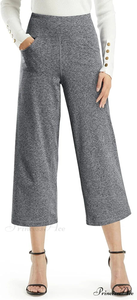 Promover Women’s Capri Pants Wide Leg Yoga Crop Pants Heather Grey / Large