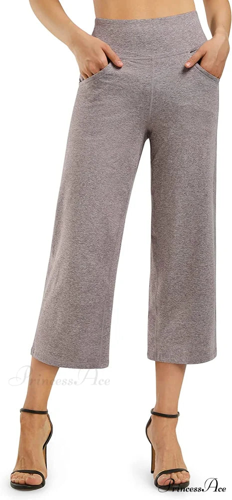 Promover Women’s Capri Pants Wide Leg Yoga Crop Pants Heather / Large