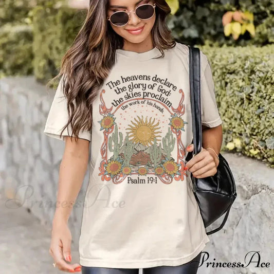 Psalm 19:1 Christ Belief T-shirt Khaki / S t-shirt-250223