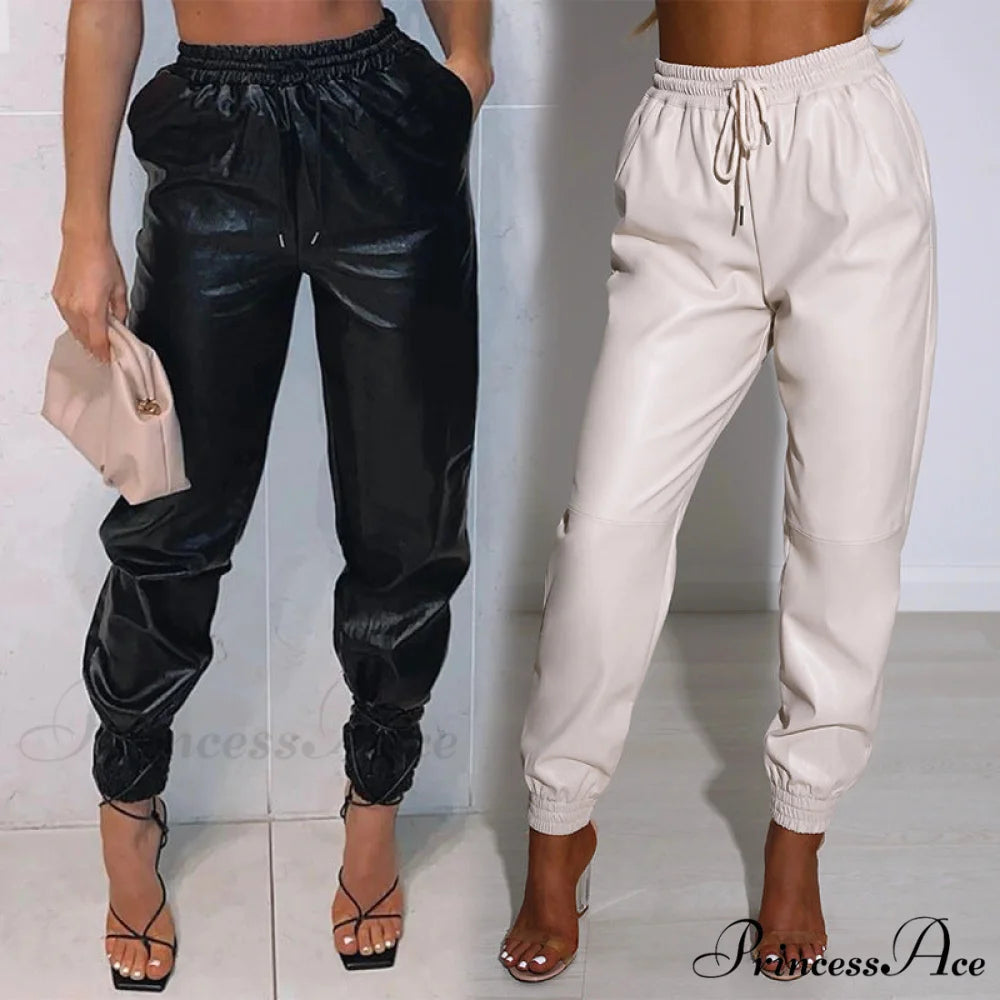 PU Leather Fashion Elegant Office Pants