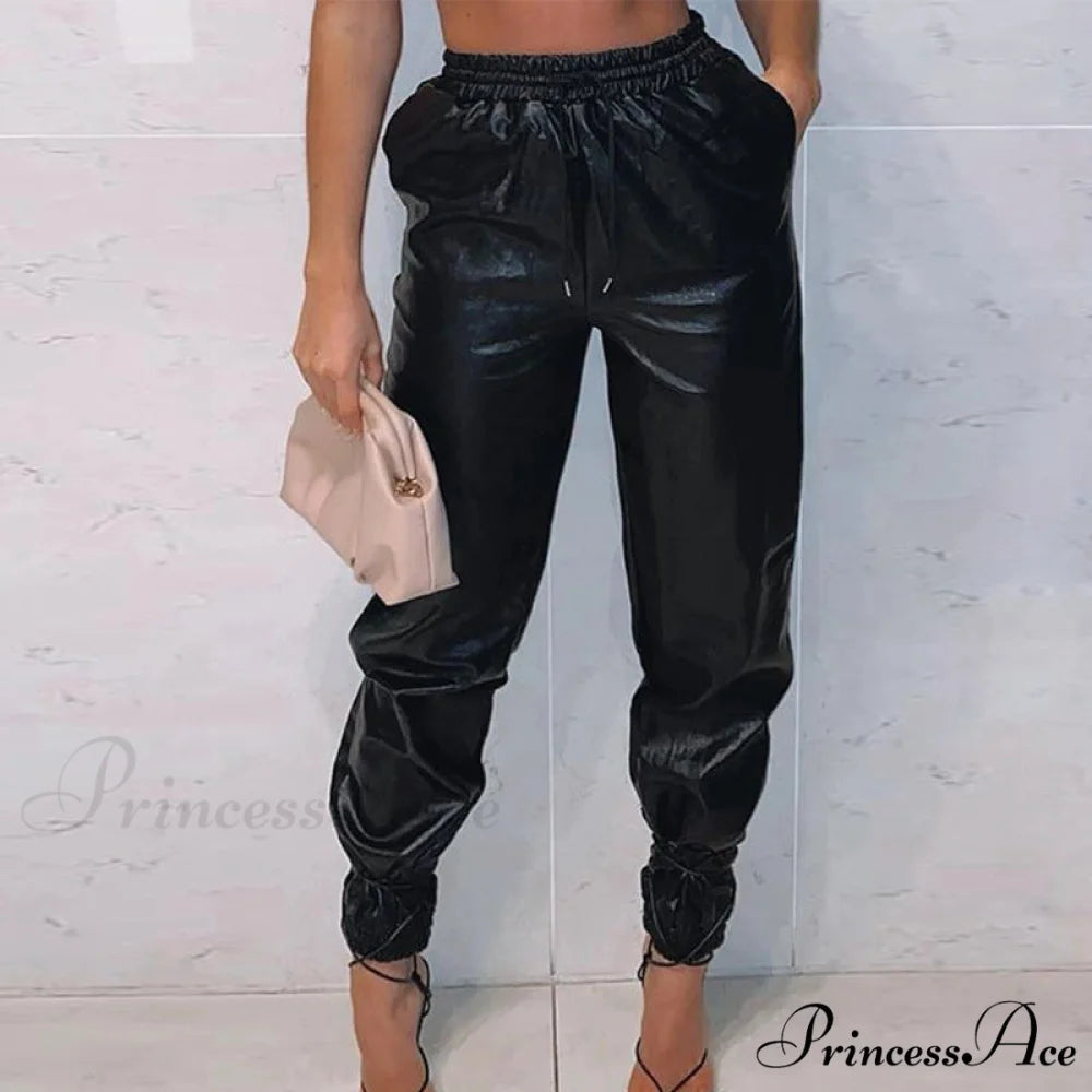 PU Leather Fashion Elegant Office Pants