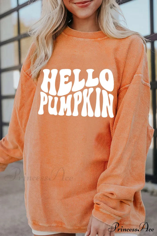 PUMPKIN Graphic HELLO Sweatshirt Pumpkin / S