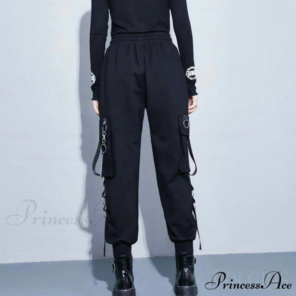Punk Black Female Joggers Cargo Pants