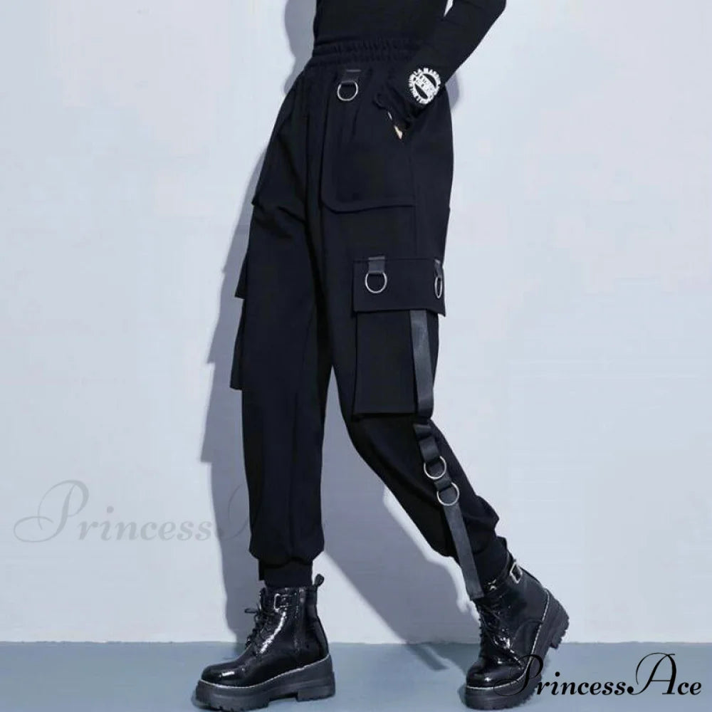 Punk Black Female Joggers Cargo Pants