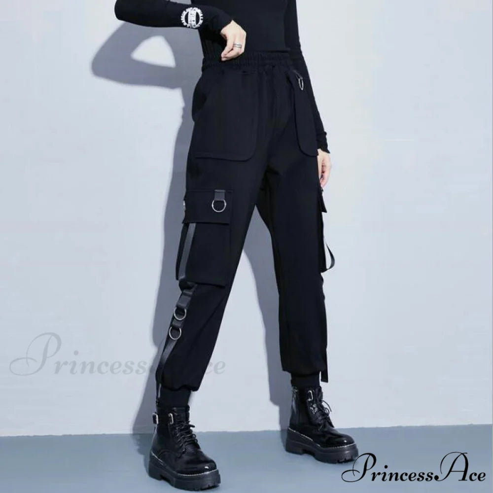 Punk Black Female Joggers Cargo Pants
