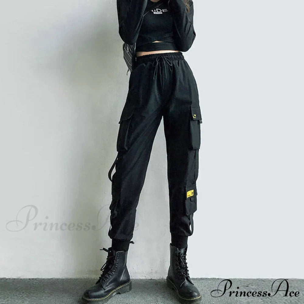 Punk Black Female Joggers Cargo Pants Black no chain / XS