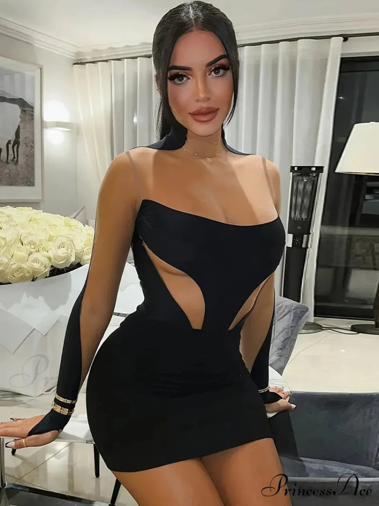 Purple Asymmetrical Cut-Out Mini Dress L / Purple