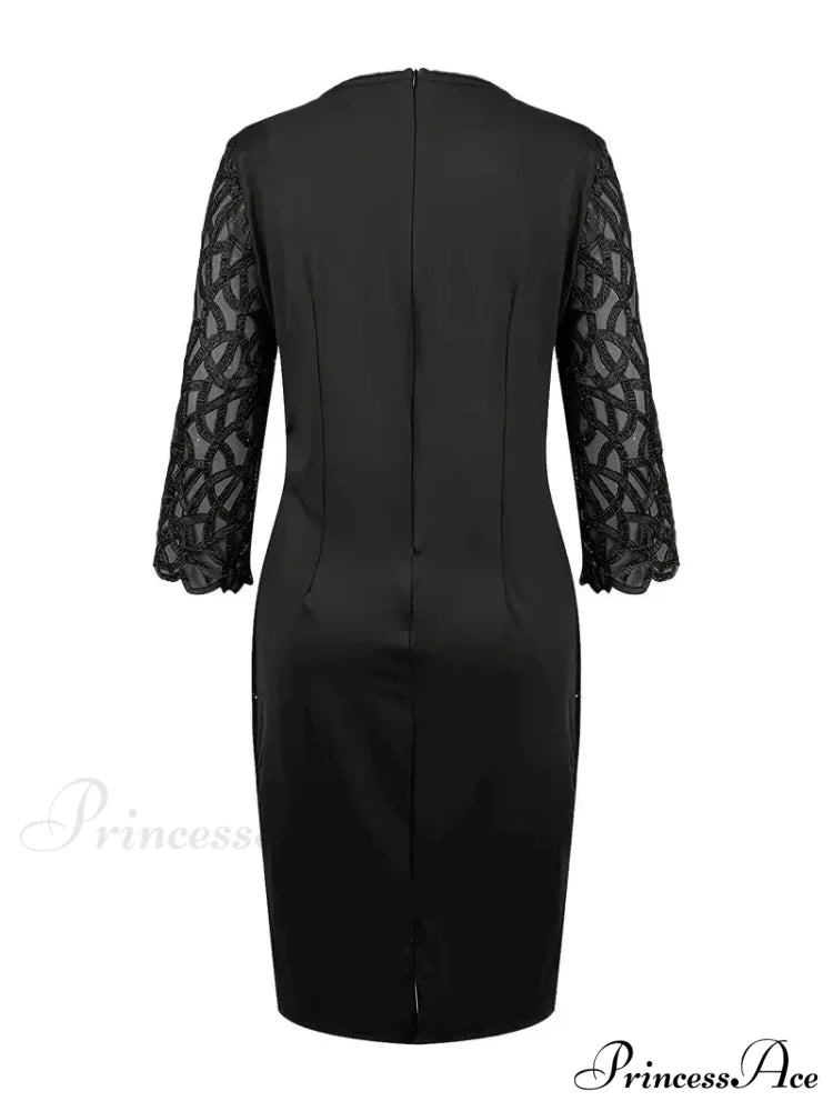 Purple Sequin Bodycon Mesh Dress with Long Sleeves M / Gold