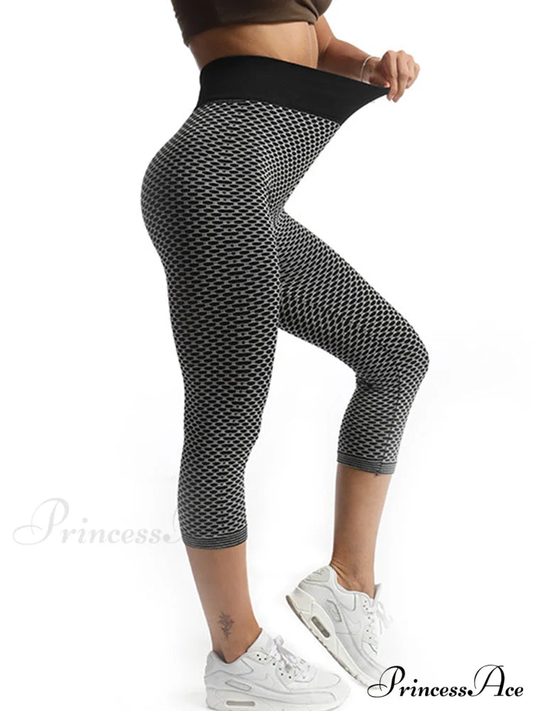 Push Up Flower Printed Capri Pants Gray 2 / XS