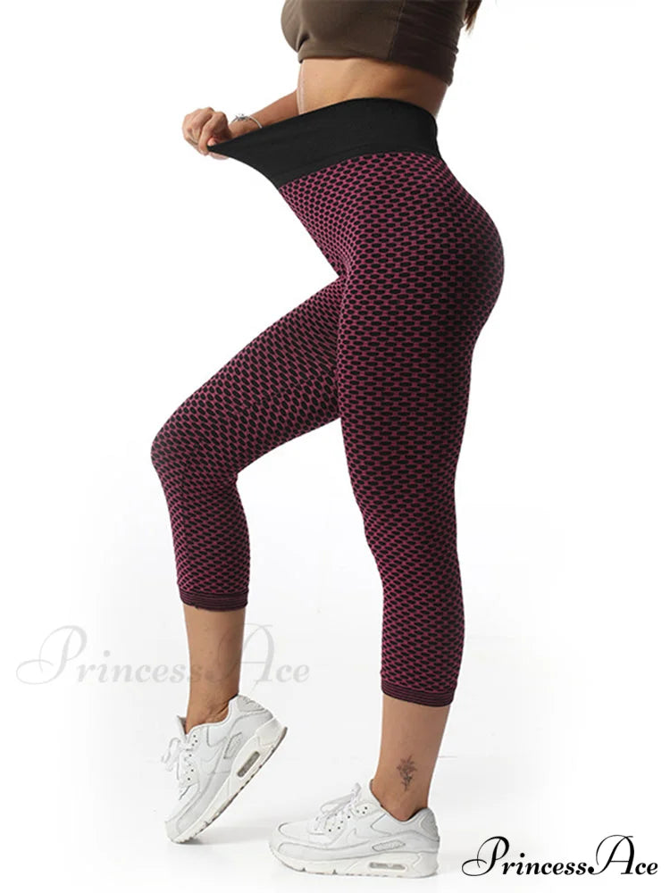 Push Up Flower Printed Capri Pants Red 2 / XS