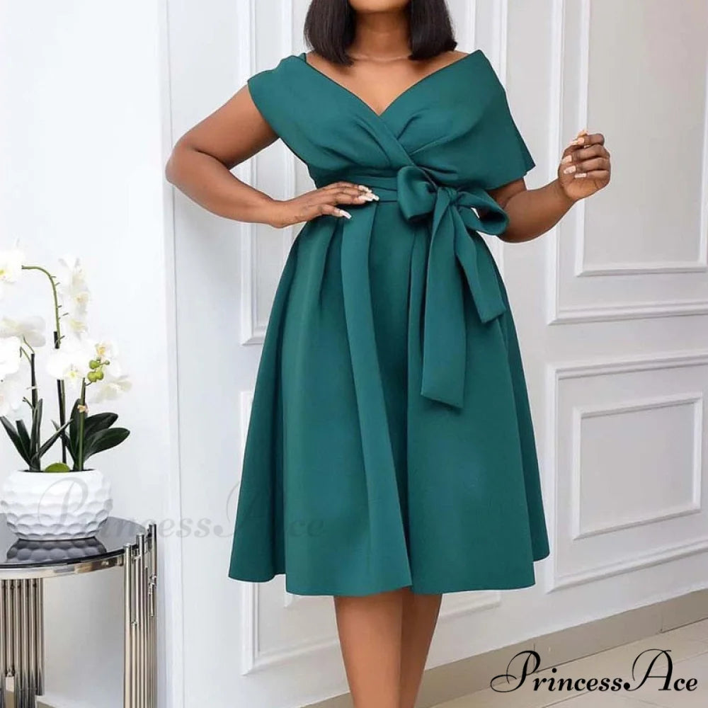 Quality Elegant Wedding Women - for Size Bow Plus Gown Party S-XXXL High Detail Green / S