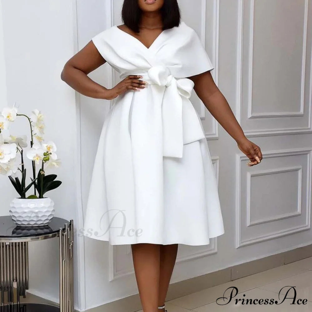 Quality Elegant Wedding Women - for Size Bow Plus Gown Party S-XXXL High Detail White / S