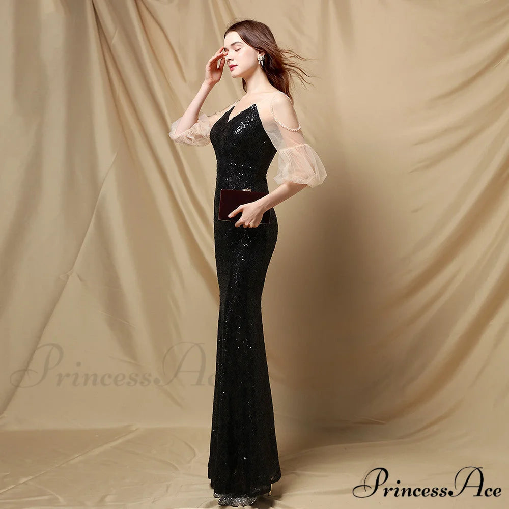 Quinn Sequin Scroll Charming Puff Sleeve Dress