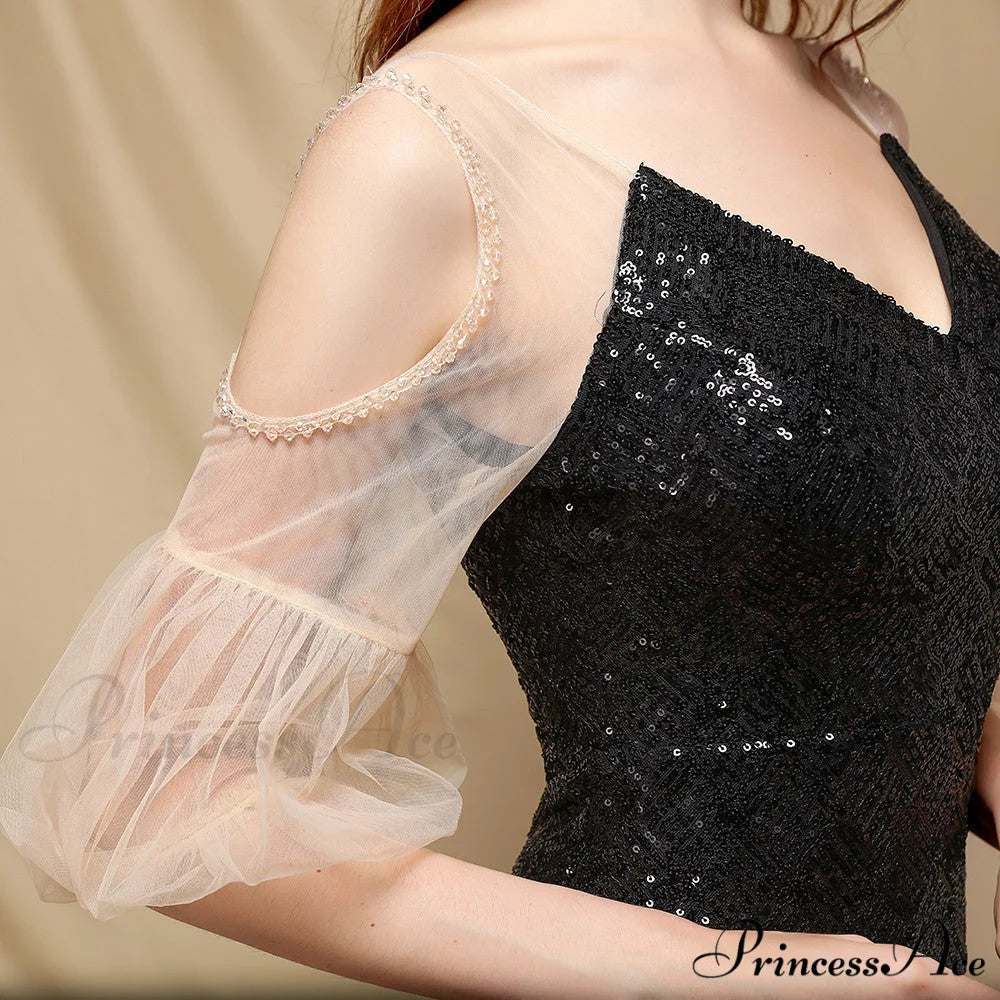 Quinn Sequin Scroll Charming Puff Sleeve Dress