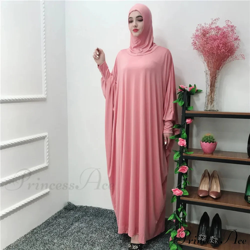Ramadan Muslim Prayer Hijab Garment Fashion Hooded Abaya Full Cover Long Sleeve Islam Dubai Modest Robe Dress Pink
