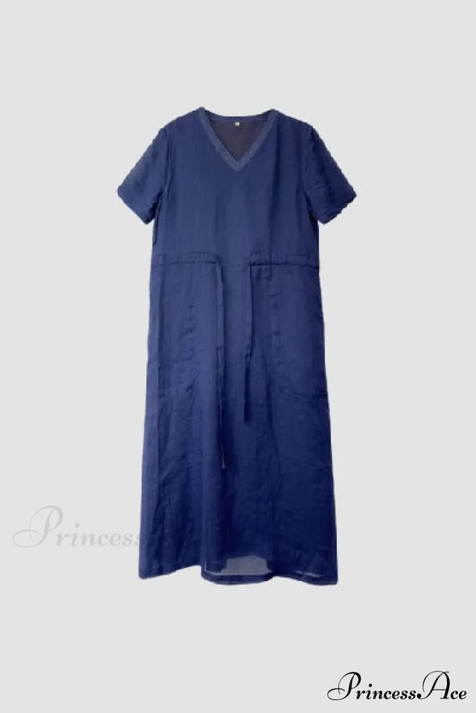 Ramie Dress in Blue Blue / S