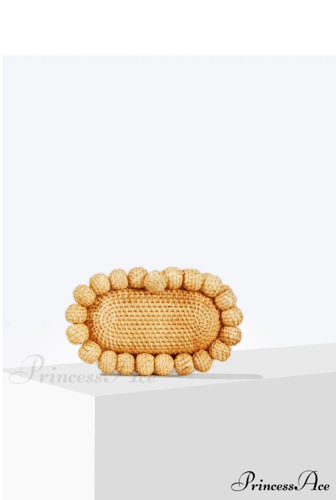Rattan Cane Clutch Warm Seashore Wristlet Khaki wristlet-250126