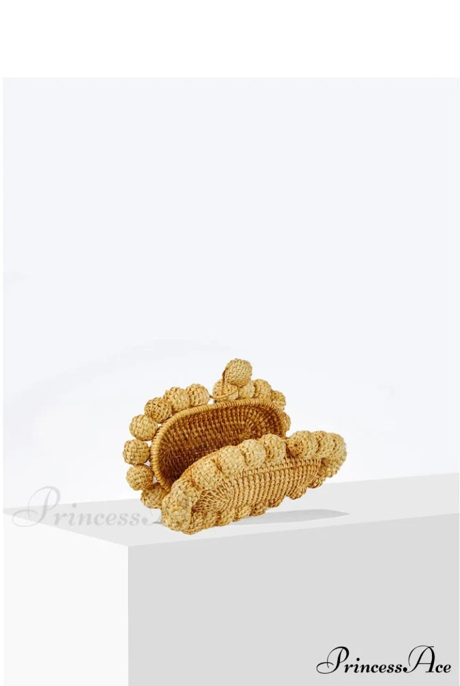 Rattan Cane Clutch Warm Seashore Wristlet Khaki wristlet-250126