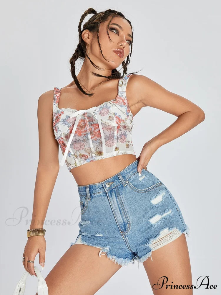 Raw Hem Distressed Denim Shorts