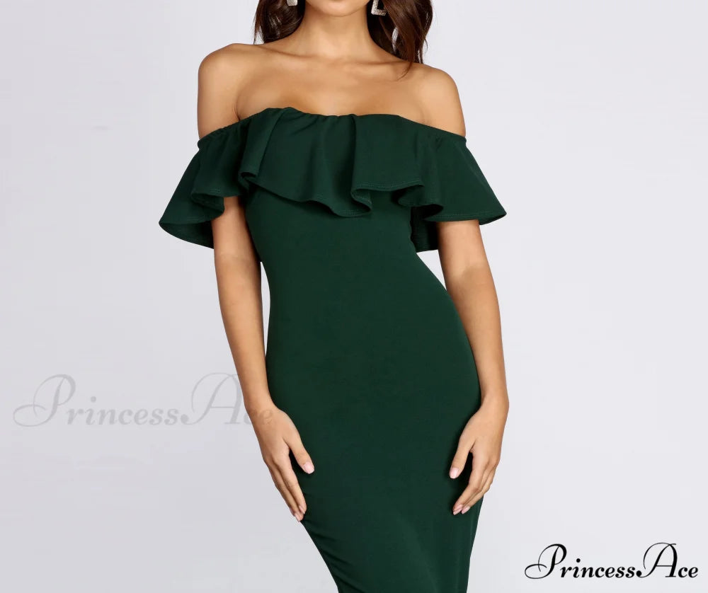 Ready And Stylish Ruffled Midi Dress