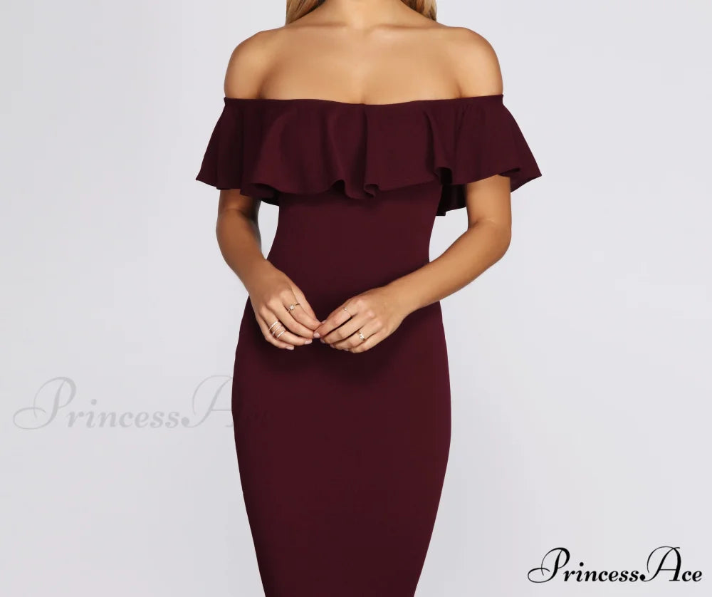 Ready And Stylish Ruffled Midi Dress