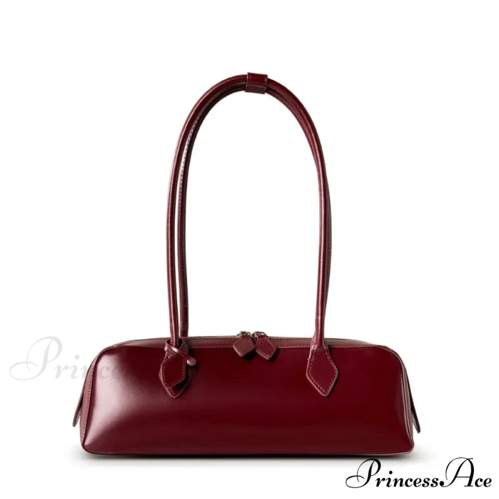 Real Leather Women’s Shoulder Wristlet wine red wristlet-250126