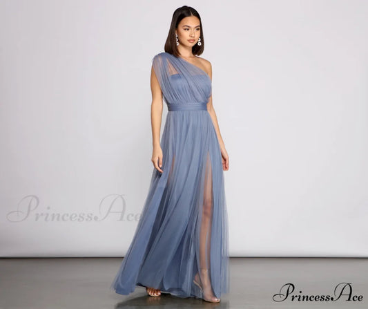 Rebecca Tulle Stylish A-Line Formal Dress NAVY / S