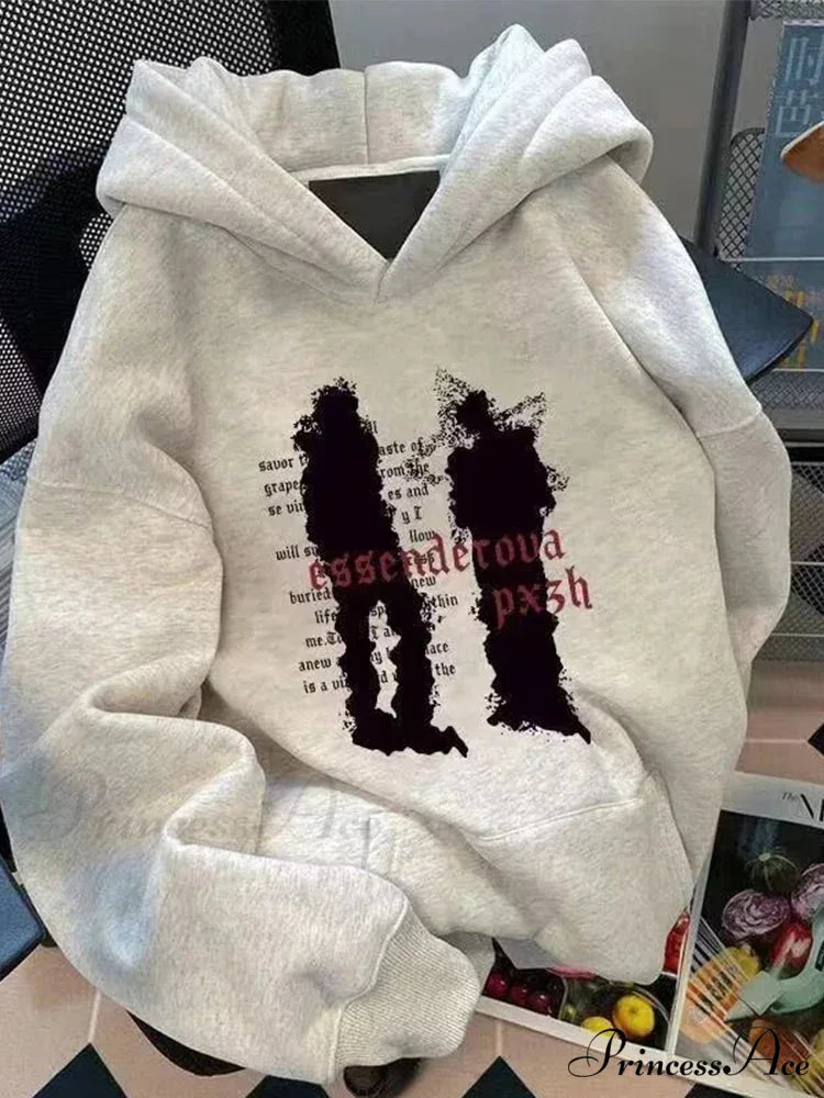 Rebellious Concept Figure Print Cotton Hoodie GRAY / M(40-50KG) hoodies-241228