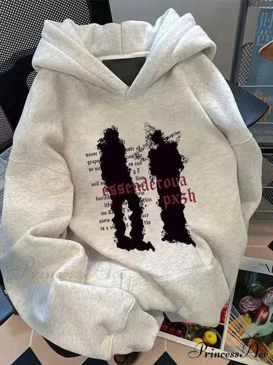 Rebellious Concept Figure Print Cotton Hoodie GRAY / M(40-50KG) hoodies-241228