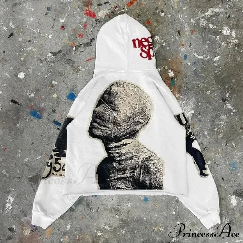 Rebellious Mummy Design Baggy Hoodie white 1 / S hoodies-241228