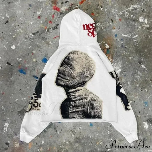 Rebellious Mummy Design Baggy Hoodie white 1 / S hoodies-241228