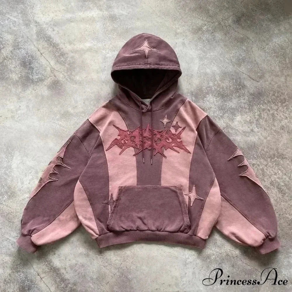 Rebellious Rap Stitched Hoodie pink / S hoodies-241228