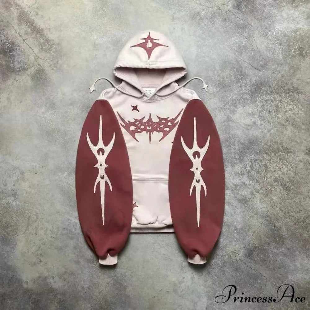 Rebellious Rap Stitched Hoodie white red / S hoodies-241228