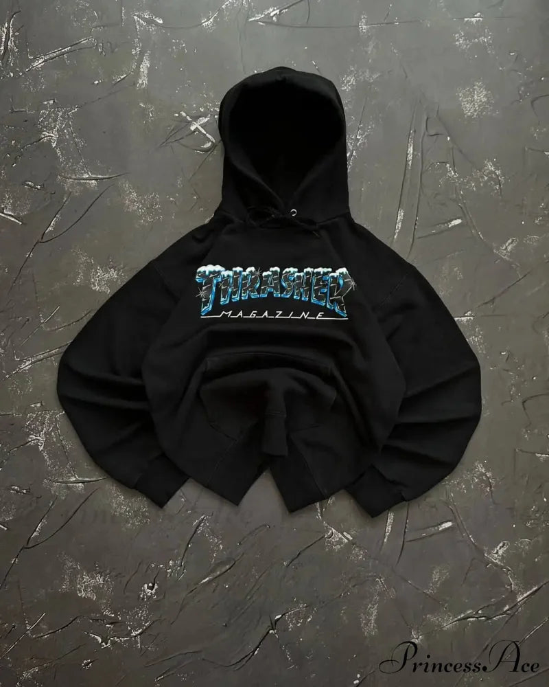 Rebellious Style Retro Baggy Sweatshirt black 3 / M Sweatshirt-241228