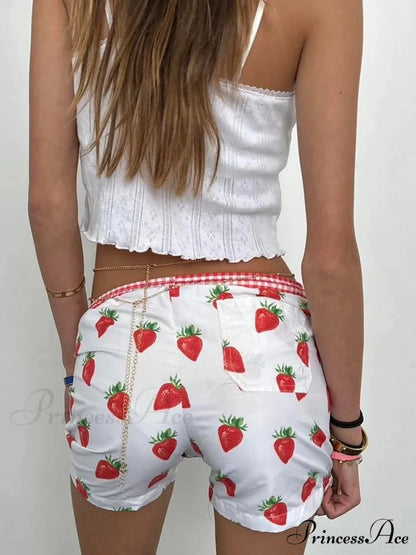 Red Berry Pattern Cotton Sweatshort short-250223
