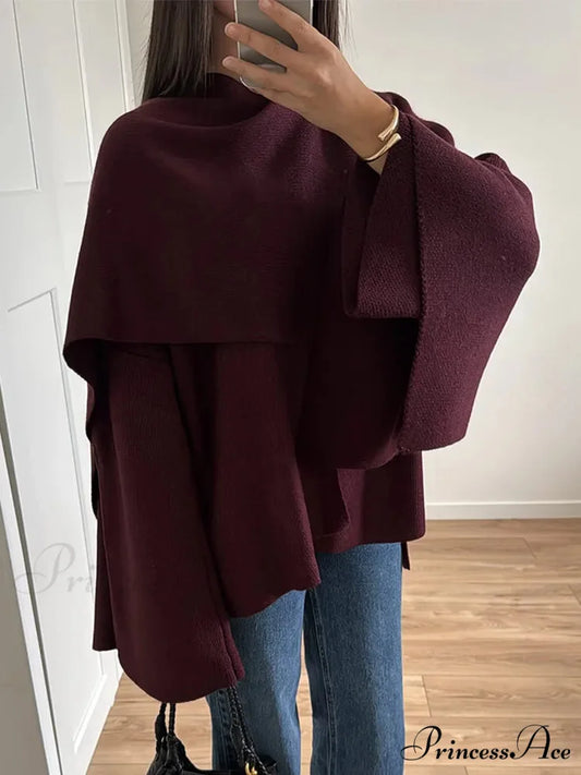 Red Knitted Jacket with Scarf Coat Red / S coats-241228