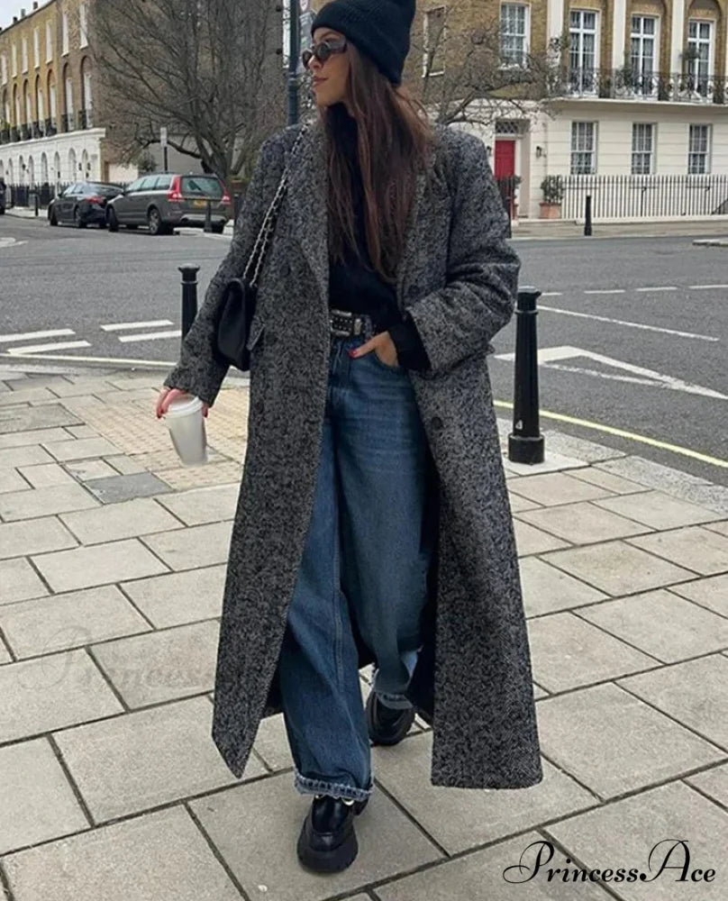 Red Scarf Collar Lace-Up Overcoat Dark grey / S overcoats-241228