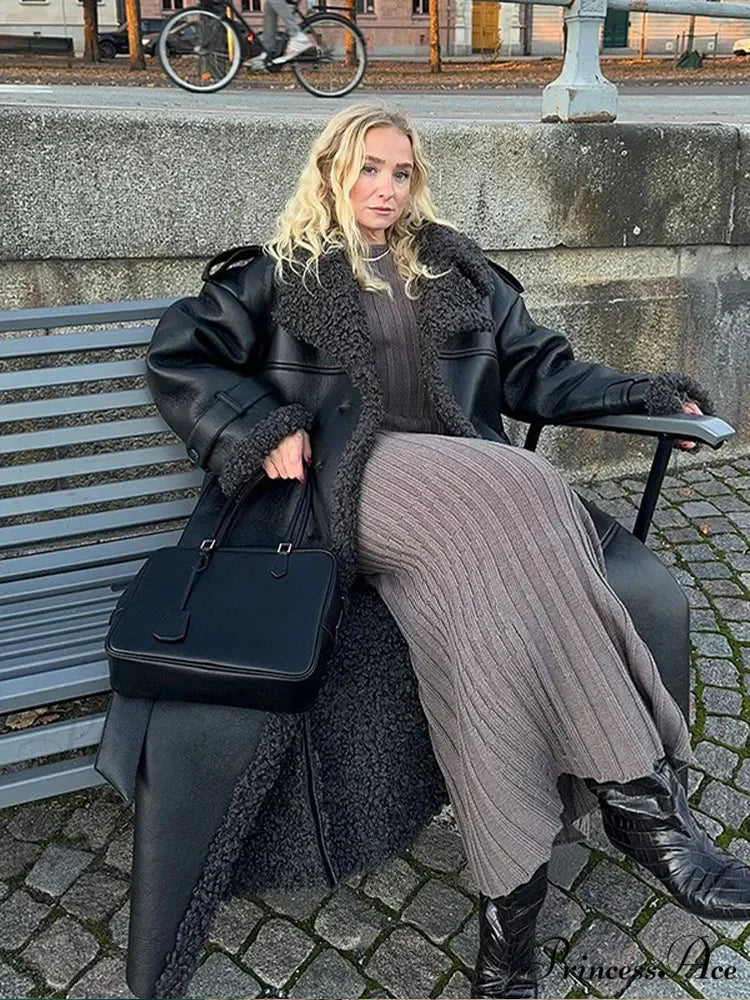 Red Scarf Collar Lace-Up Overcoat overcoats-241228