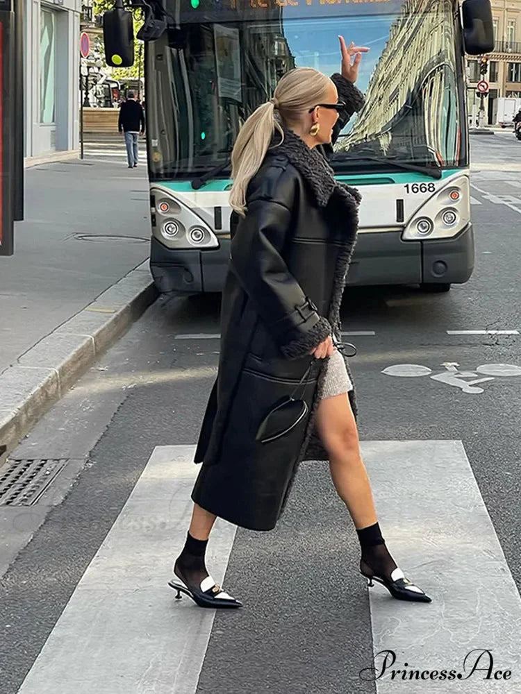 Red Scarf Collar Lace-Up Overcoat overcoats-241228