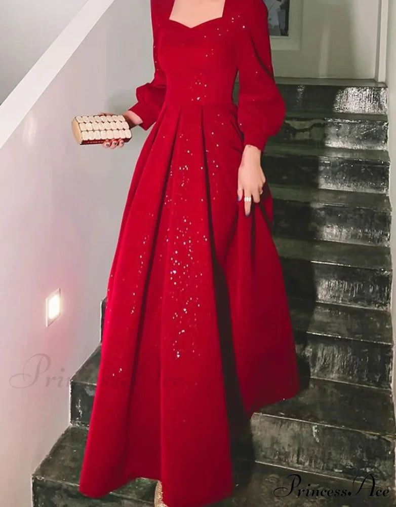 Red Sequined Midi Party Dress red / S