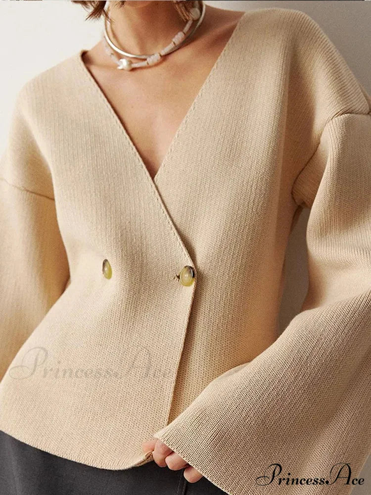 Reddish Loose Extended Sleeve Cardigan Apricot / S cardigans-241228