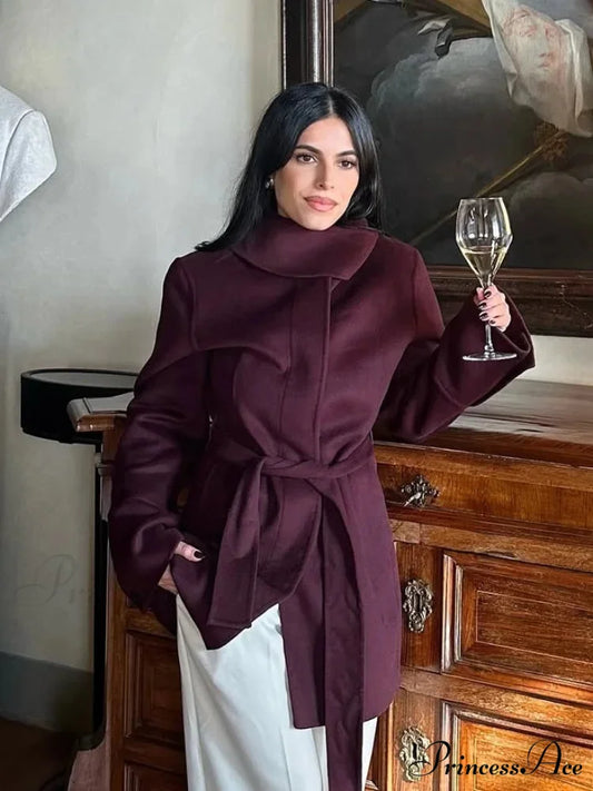 Reddish Wool Mixes Medium Coat Beige / XS coats-241228