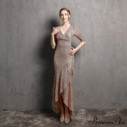 Rehami Sequin Stylish Mermaid Dress GOLD / XS