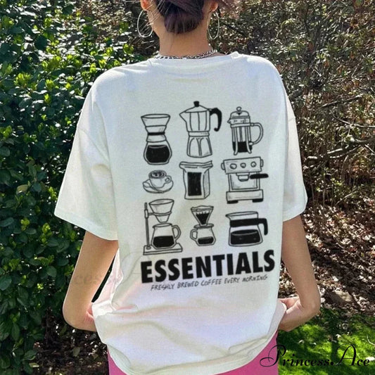 Relaxed Coffee Enthusiast Back Graphic Tee WHITE / S t-shirt-250223