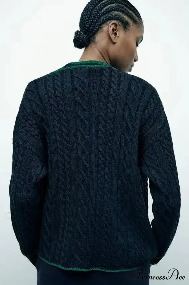 Relaxed Style Opposing V-neck Cardigan cardigans-241228